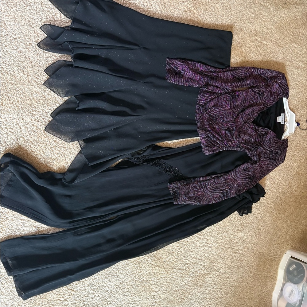 Elegant Black Dress with Purple Bolero